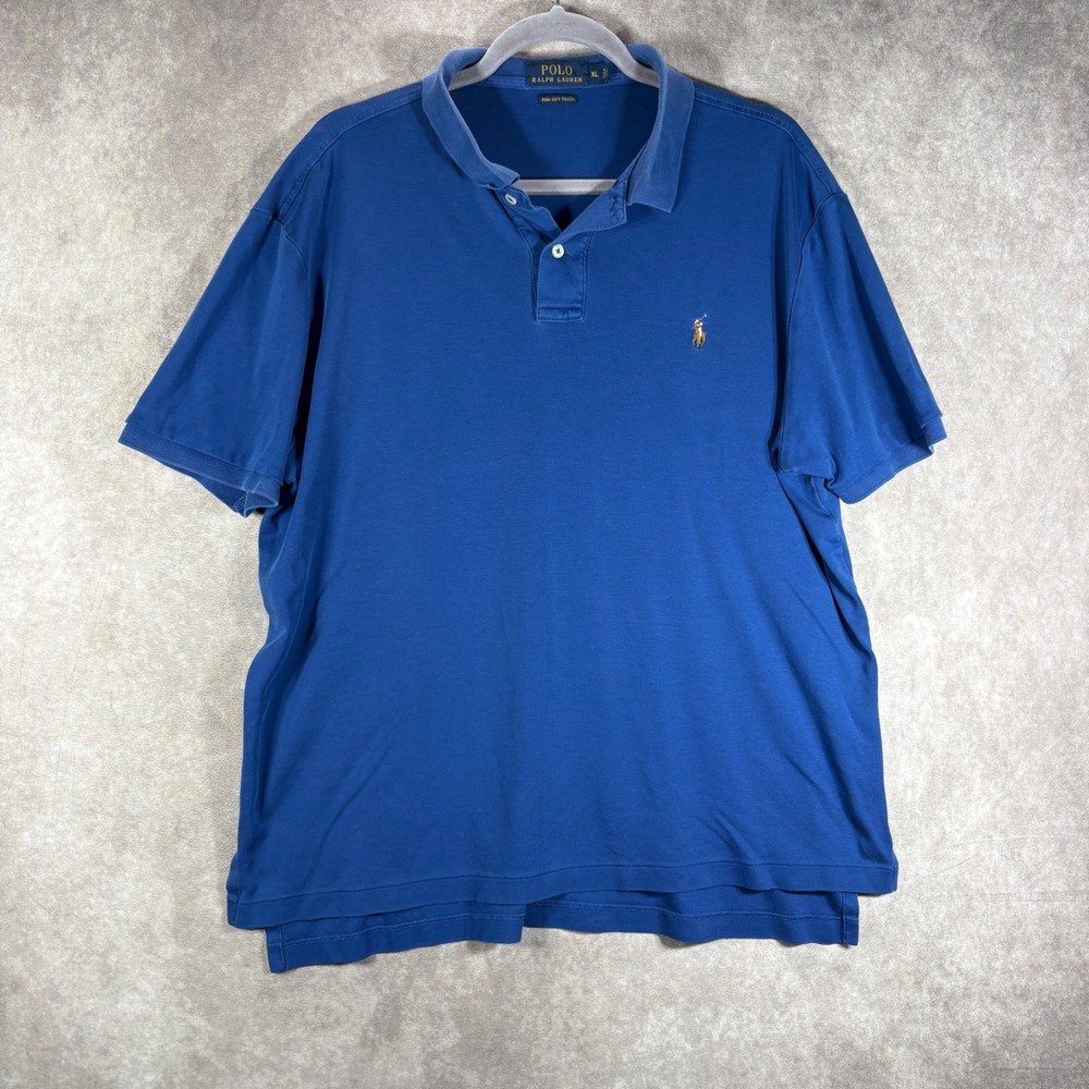 Polo Ralph Lauren Polo Shirt Mens XL‎ Blue Pima Soft Touch Classic Logo Preppy